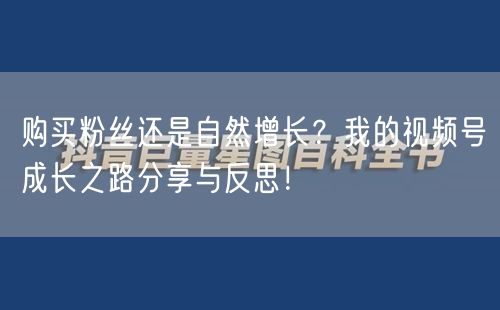 购买粉丝还是自然增长？我的视频号成长之路分享与反思！